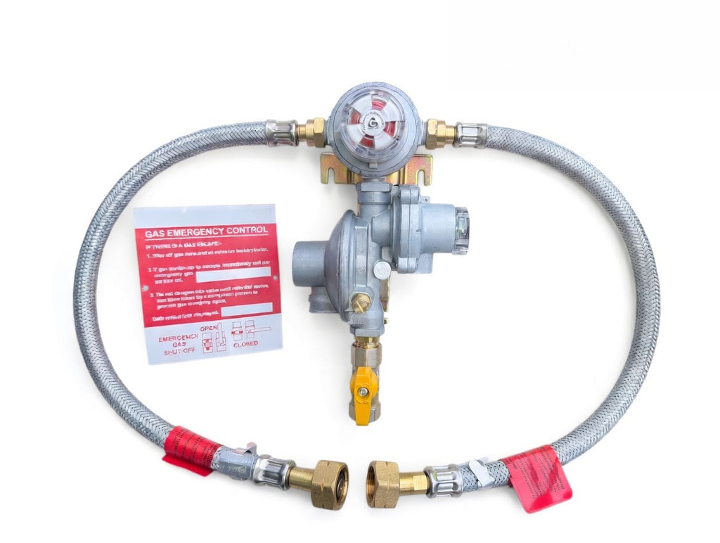 Cavagna 8kg/hr OPSO & PRV Auto Changeover Regulator Super Change Braided F Valve Pigtails