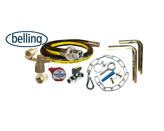 Belling Gas Cooker Installation Kit Inc Bayonet Hose, Inlet Adaptor Etc