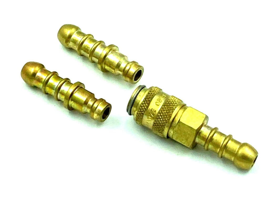 Complete LPG propane gas quick release coupling with 10mm OD brass Fulham nozzle, designed for 8mm hoses, including one extra nozzle for easy equipment switching.