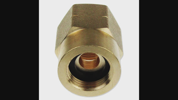 Video demonstration showing how to use the brass female adaptor to convert a 21.8mm Butane Nut to a standard propane POL, for gas cylinders with left-hand thread.
