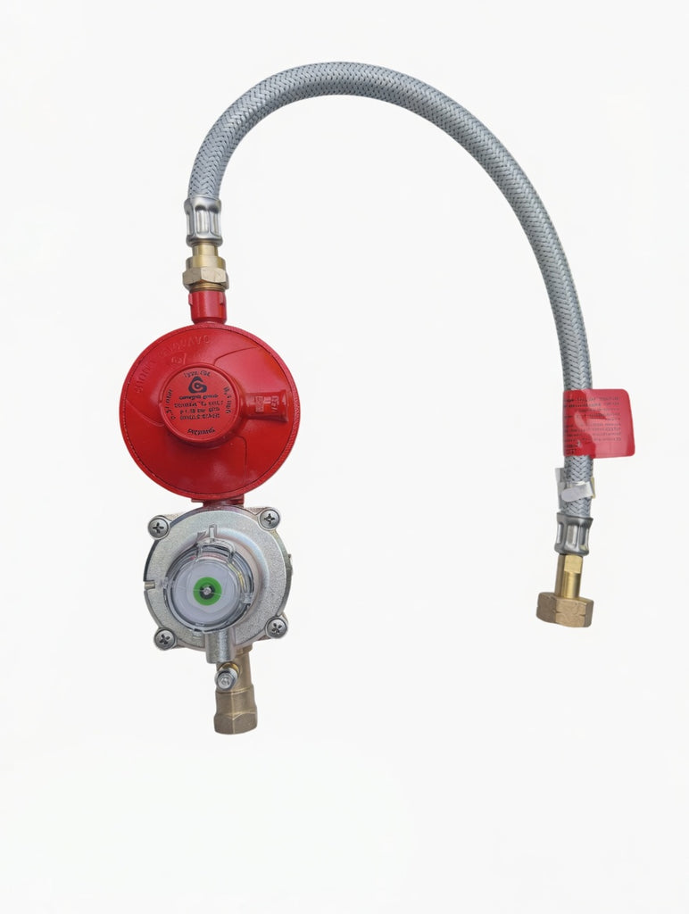 Single OPSO Propane Regulator Kit With Braided F-Valve (Butane Nut) Pigtail