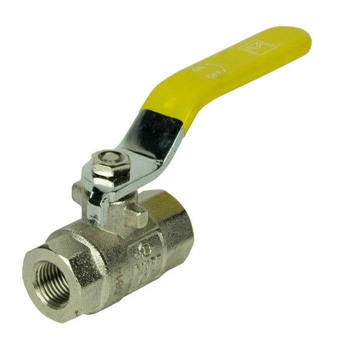 Midbrass 1/2" Lever Gas Ball Valve - 1/2" BSP TF Yellow Lever Handle
