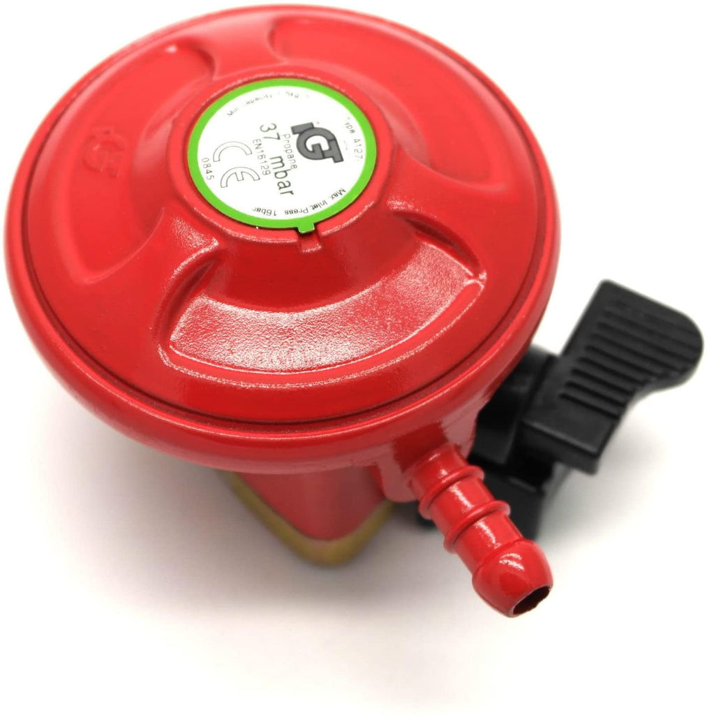 IGT Propane 27mm Clip-on Regulator Red - 2024 model for caravans, motorhomes, and BBQs. Durable, reliable, and easy to install with a 5-year warranty.
