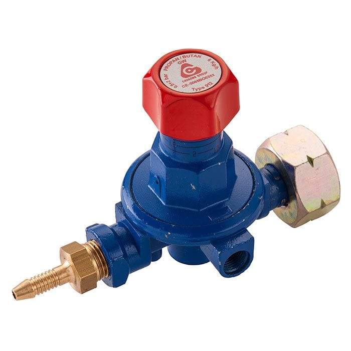 Cavagna Butane Regulator 0.5-2 bar Adjustable 21.8 mm nut x 6.3 mm Nozzle 8Kg-h
