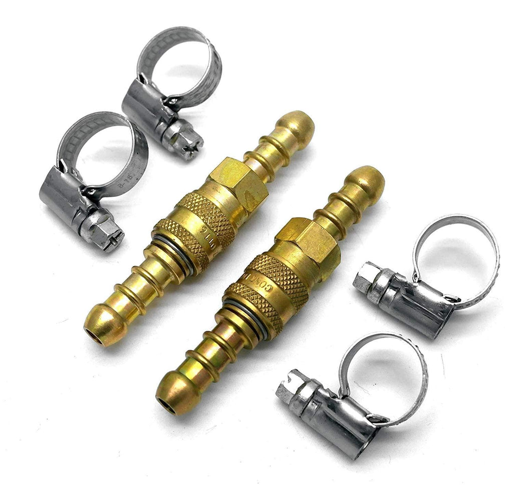 2 Gas Quick Release Couplings with 4 Jubilee Clips for LPG Appliances, 8mm Hose Connection, Durable Brass Construction, Easy Disconnection for BBQs, Patio Heaters, and Camping Stoves. propane, butane